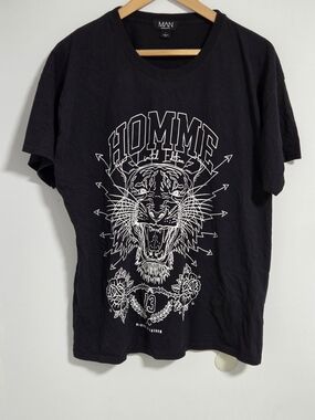 BoohooMAN  HOMME Graphic Tiger Tee in Black Size L